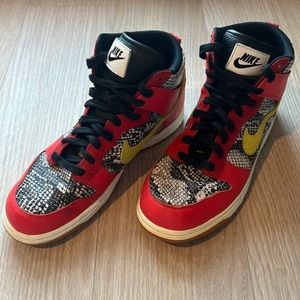 Yellow, Red, Snake Nike Dunk High